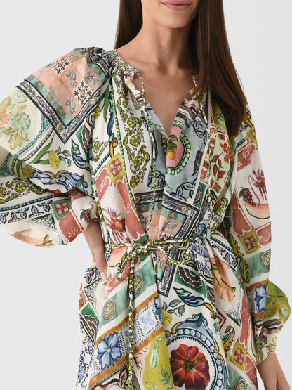 ALM Tommasina Ramie Tie Mini Dress Shirtdress