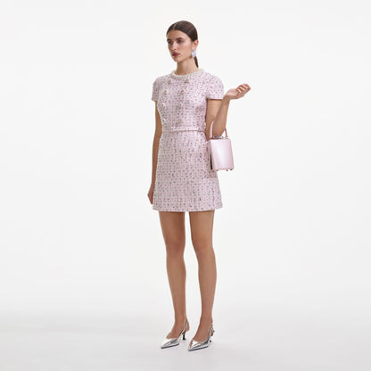 SP Pink Boucle Pearl Crop Top | Midi Skirt | Mini Dress | Set