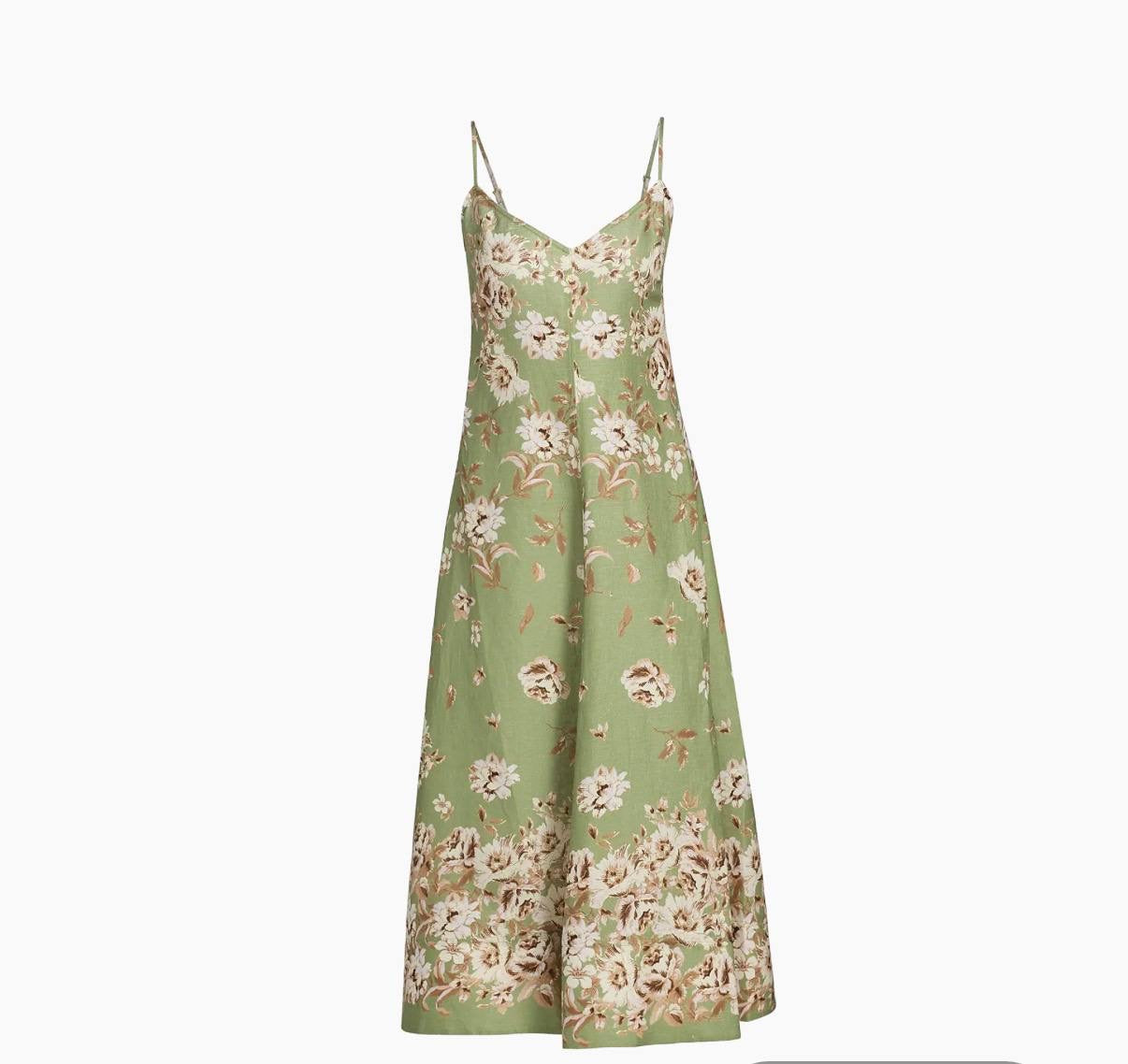 CC Mae Floral Linen Midi Dress