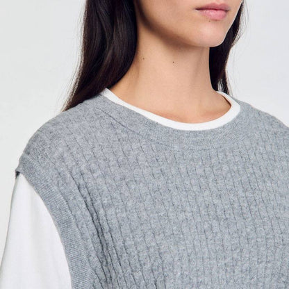 SD Dual-Material Knit Jumper T-shirt Top
