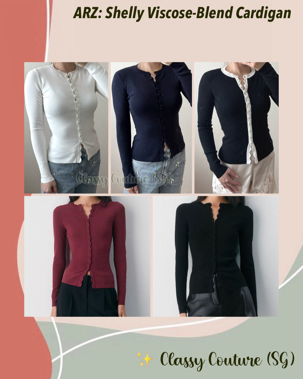 5 Colors! ARZ Shelly Viscose-Blend Button-Down Cardigan