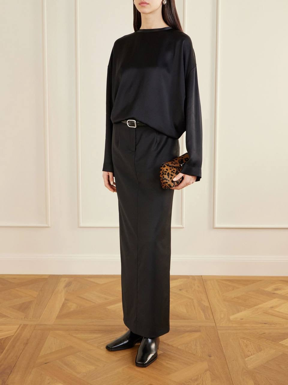 Tot Boxy Satin Viscose Long Sleeve Top