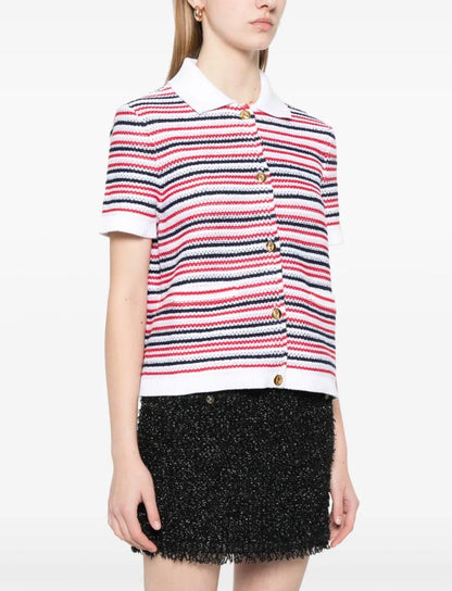 GC Striped Jacquard-knit Cotton-blend Polo Shirt