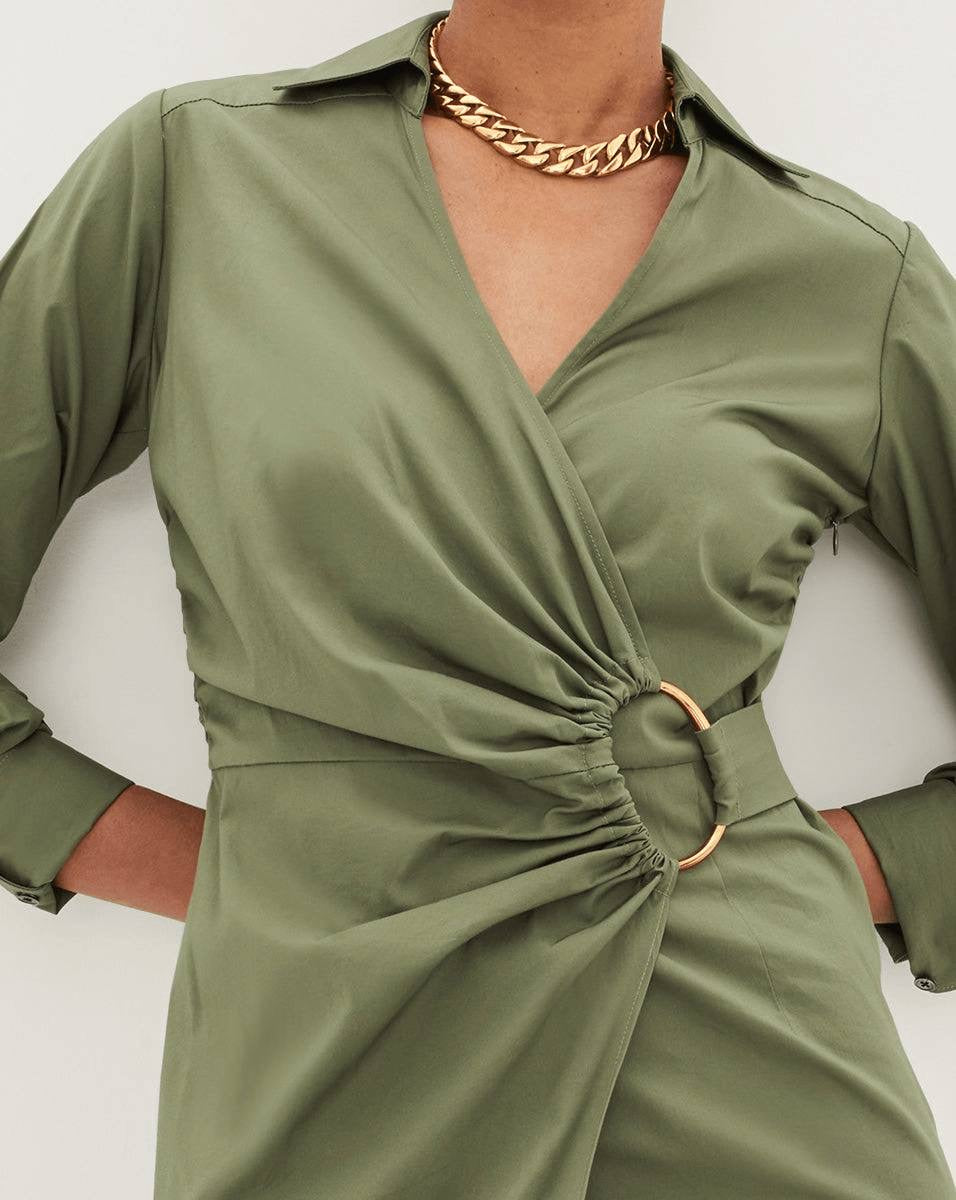 VB Afton Sheath Cotton-Blend Wrap Midi Dress