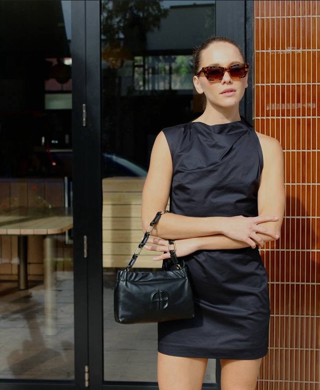 SA Asymmetric Tuck Mini Dress