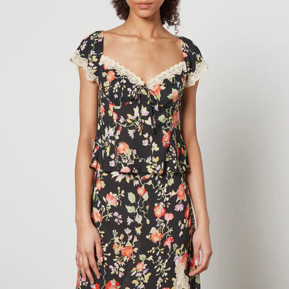 RX Rosella Lace Viscose Trim Top