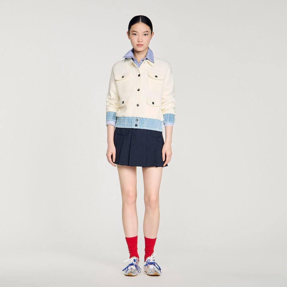 SD Bouclé Denim-Trim Cardigan Jacket