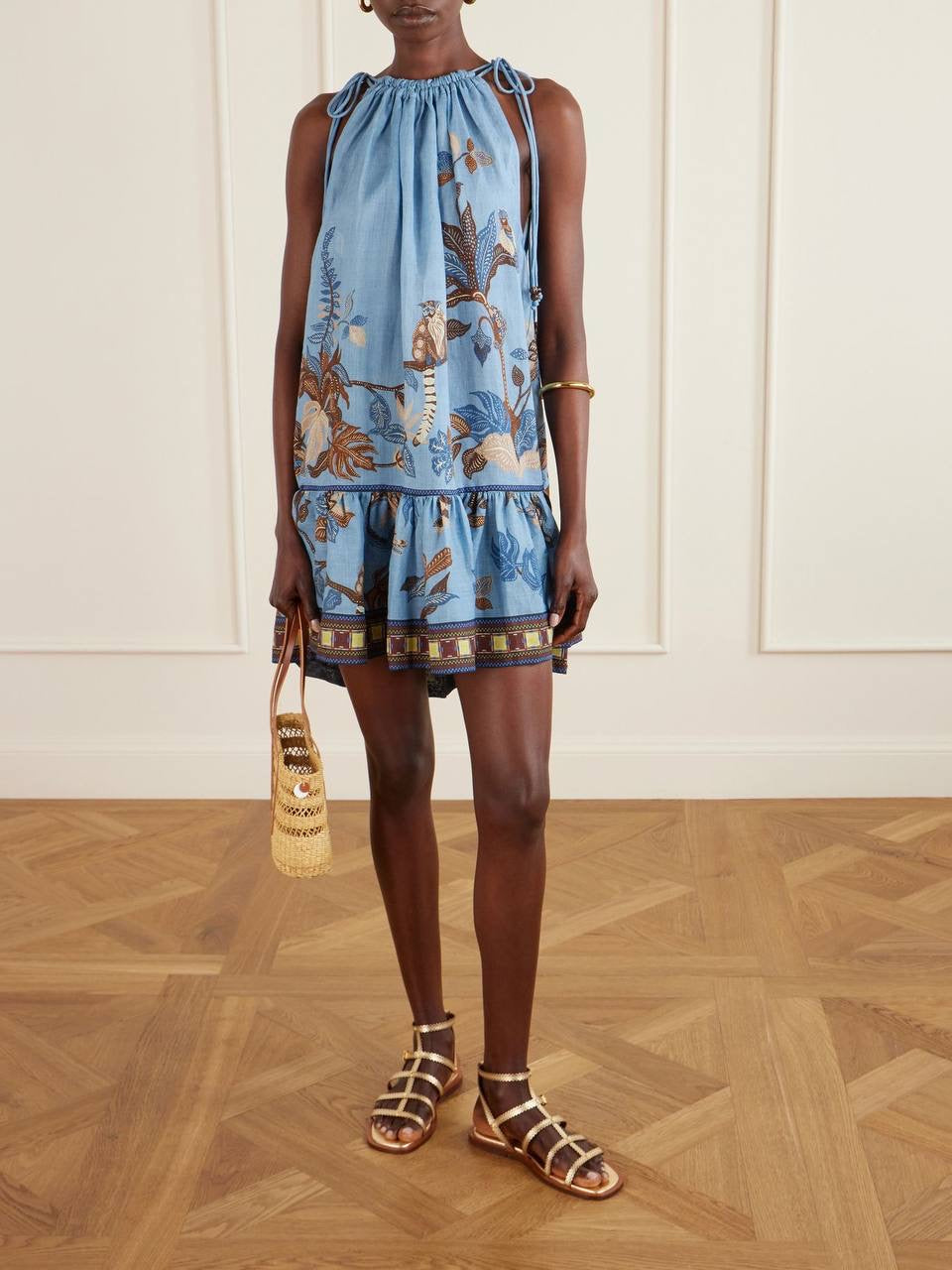 ALM Georgie Linen Drop Waist Mini Dress