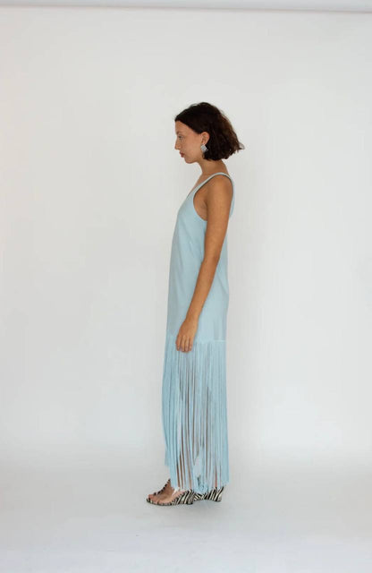 ML Tassel Lyocell-blend Fringe Slip Midi Dress