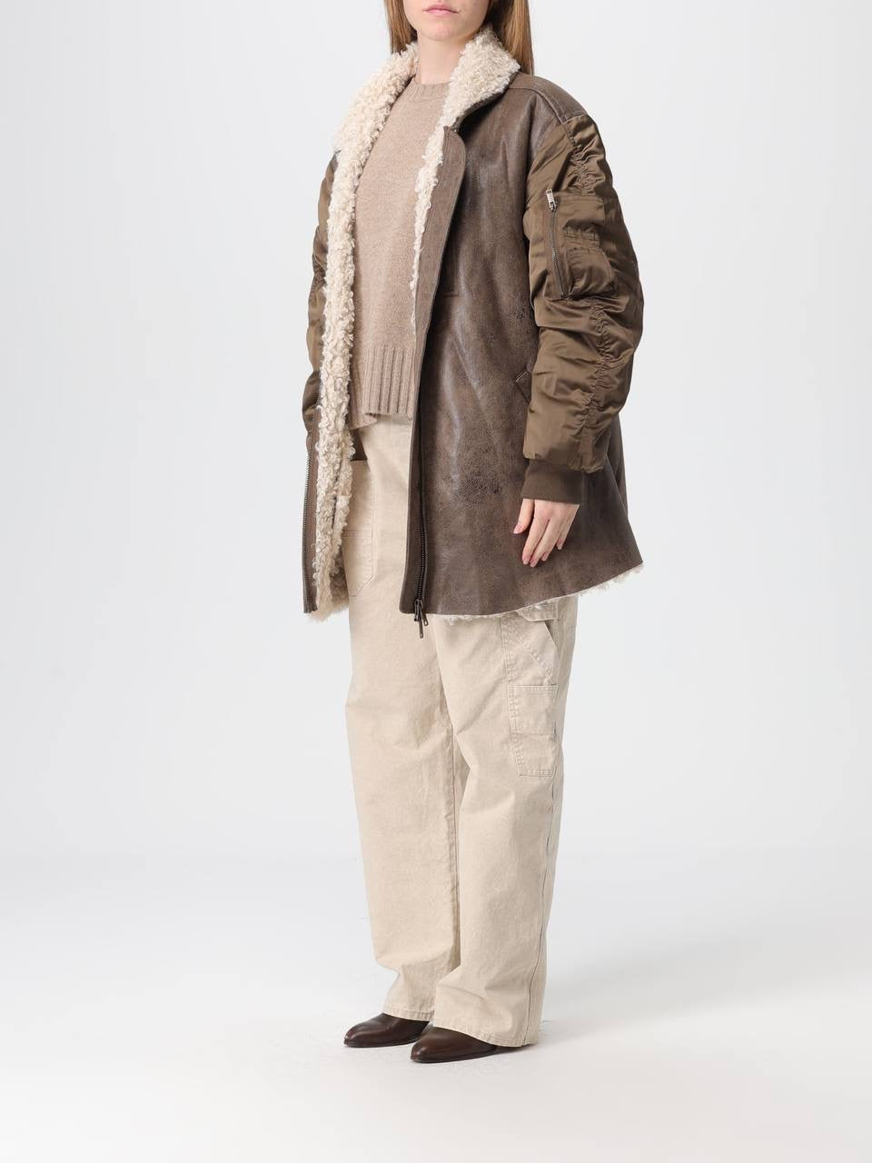 IM Evina Faux-Leather Shearling trimmed Jacket / Short Coat