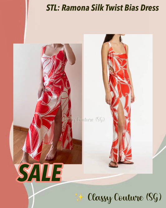 SALE! STL Ramona Silk Twist Bias Midi Maxi Dress in Mariposa Lily