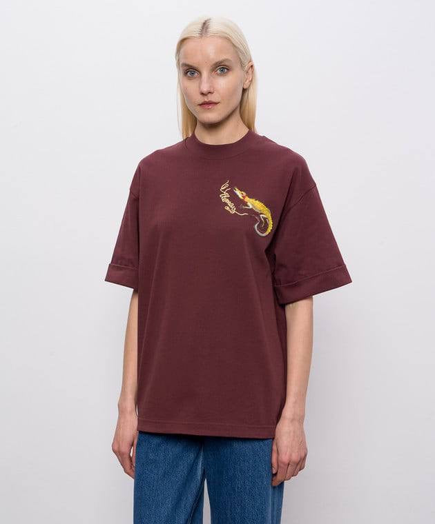 ALM Camelia Embroidered Cotton Tee Shirt