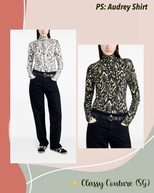 PS Audrey Printed Jersey Turtleneck Top