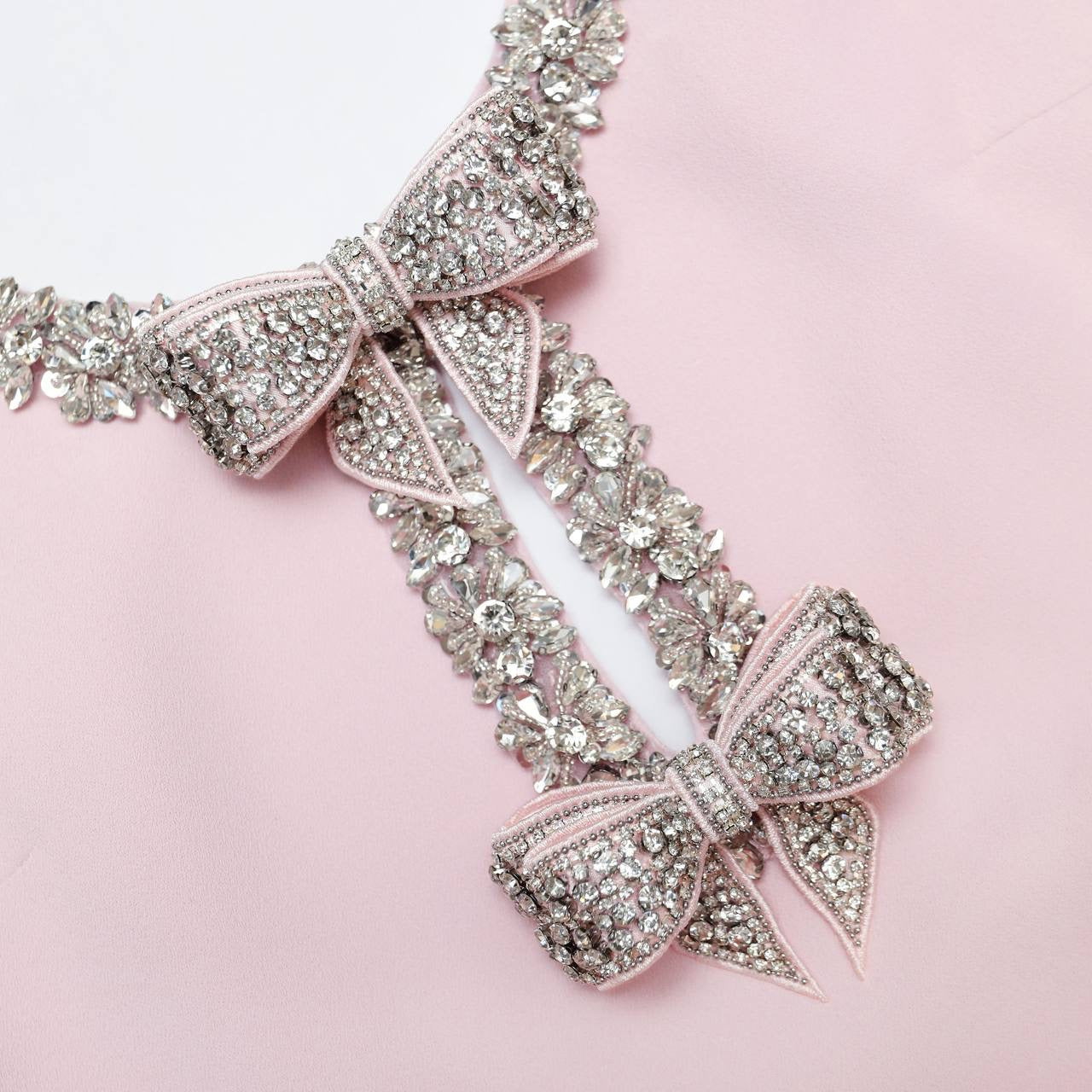 SP Pink Crepe Diamante Bow Cut-out Shift Mini Dress