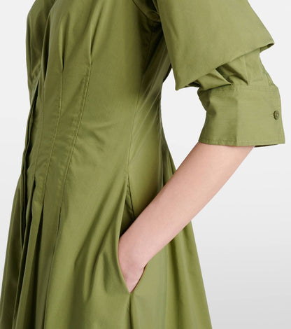 SK Jazz Pintuck Cotton-blend Midi Dress