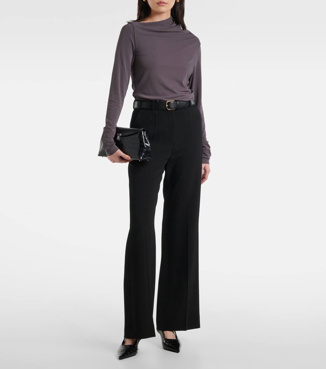 TOT Draped Viscose-blend Jersey Long Sleeved Top