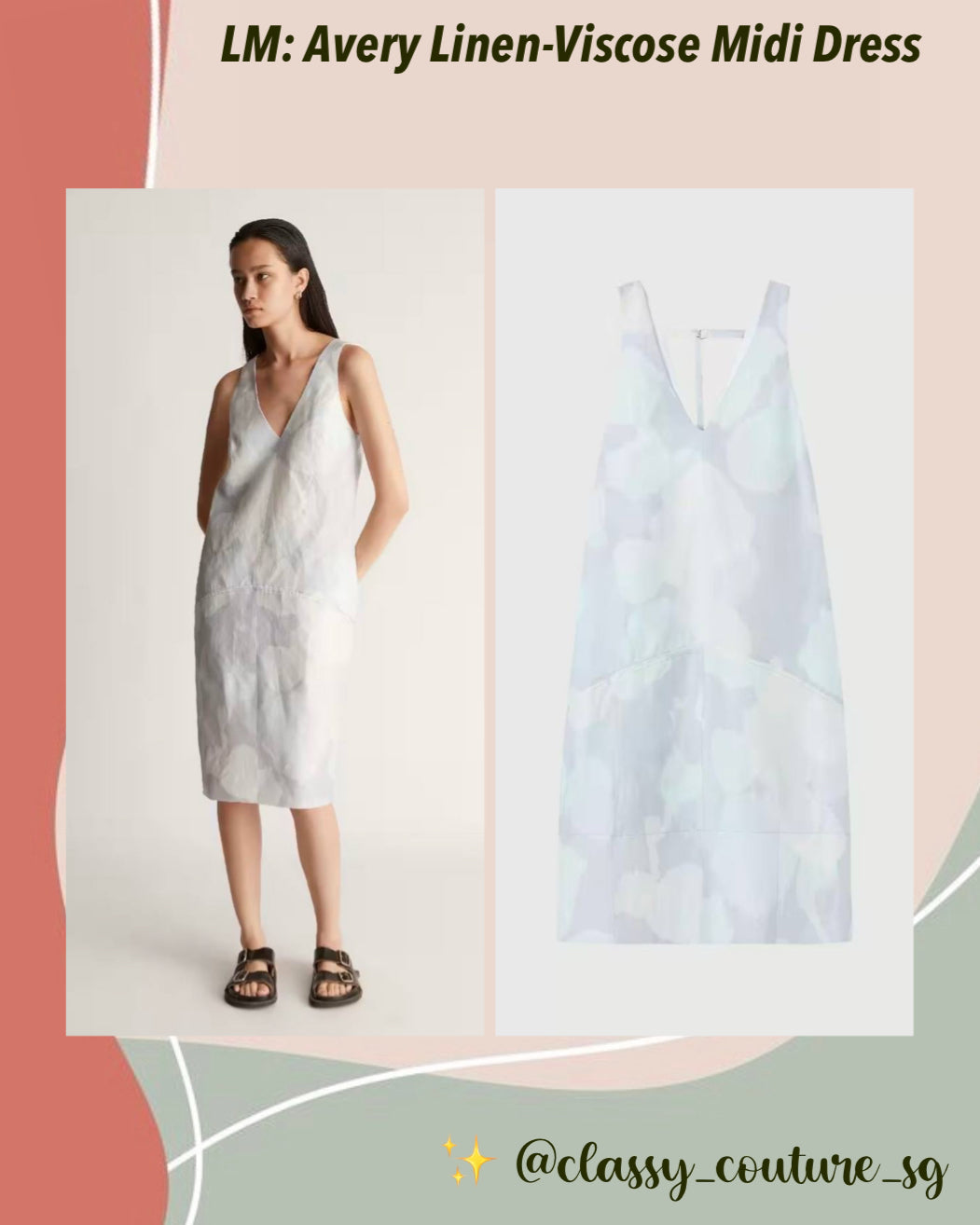 LM Avery Linen-Viscose Midi Dress in Ice