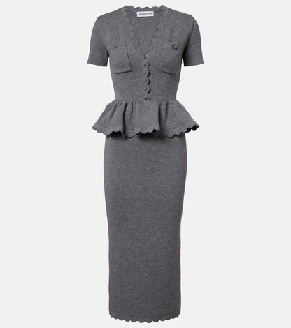SP Grey Peplum Knit Midi Dress