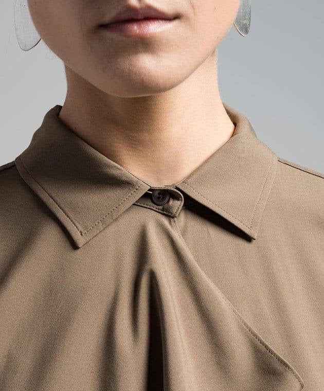 TOT Drape-Front Viscose Long Sleeve Shirt