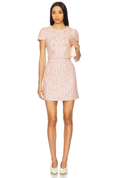 SP Pink Boucle Pearl Mini Dress