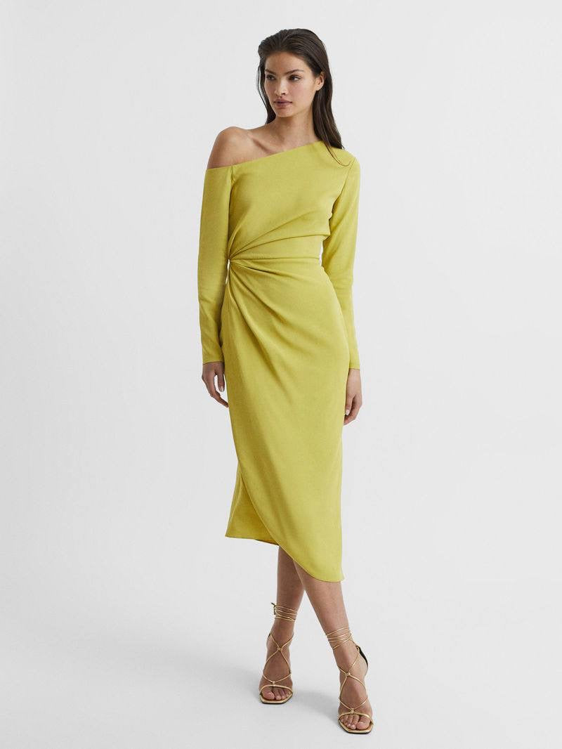 RS Nadia Off-Shoulder Drape Stretch-viscose Midi Dress
