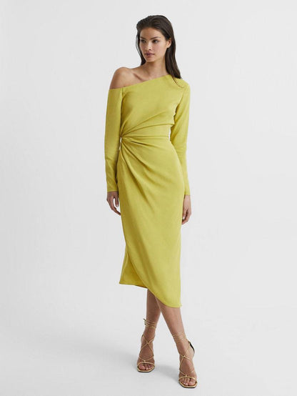 RS Nadia Off-Shoulder Drape Stretch-viscose Midi Dress