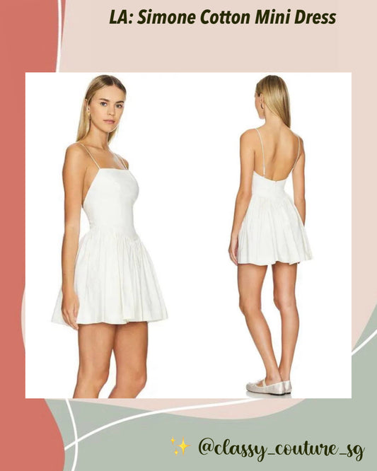 LA Simone Stretch-Cotton Mini Dress in Ivory