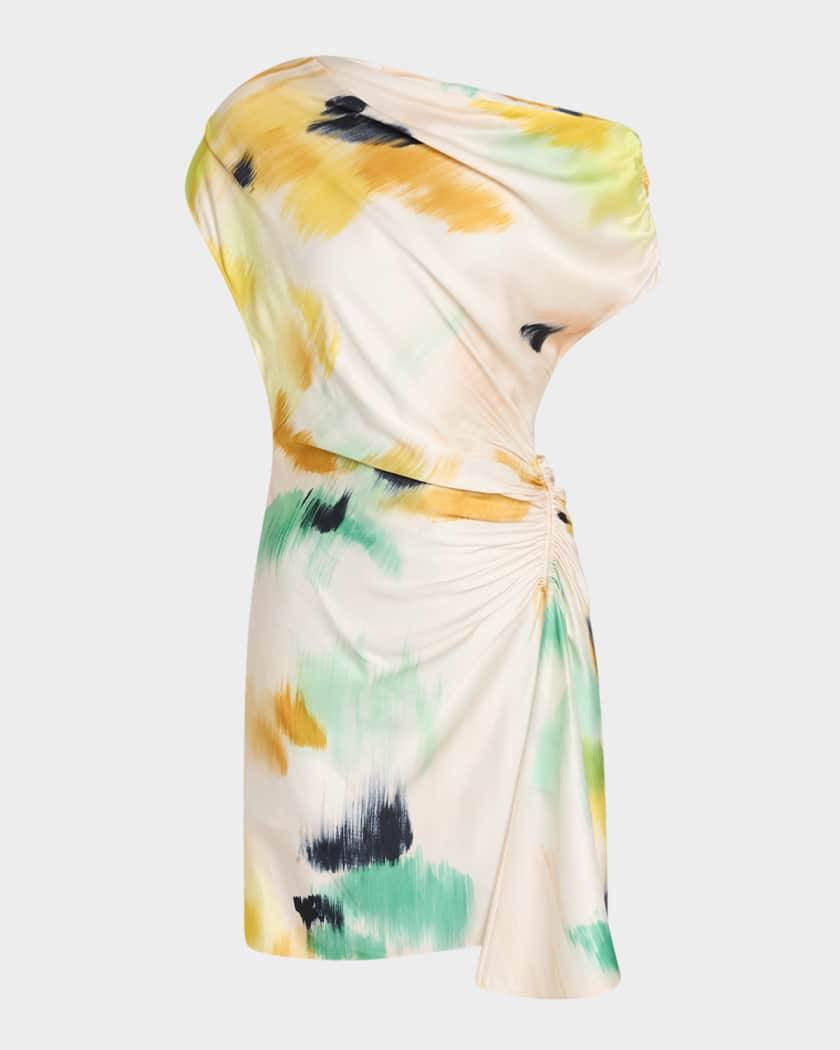 ALC Poppy Draped Satin Viscose Mini Dress