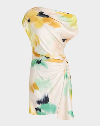 ALC Poppy Draped Satin Viscose Mini Dress