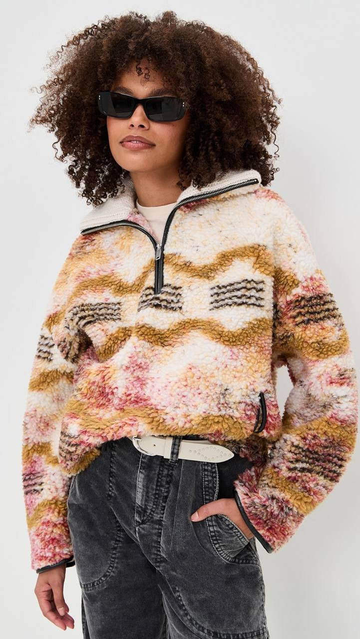 IM Marner Patterned Wool-blend Fleece Quarter-zip Pullover Coat