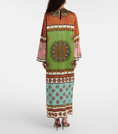 ALM Contina Silk Midi Dress in Multi