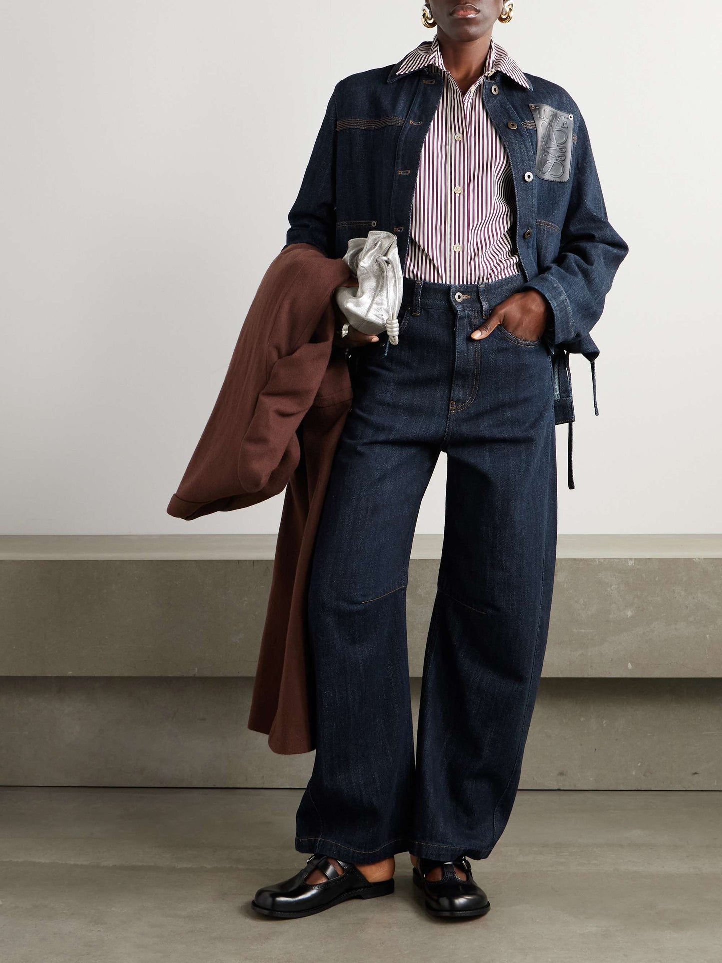 LW Anagram Barrel Denim Jeans Pants in Dark Indigo Wash