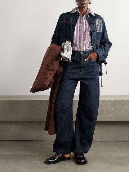 LW Anagram Barrel Denim Jeans Pants in Dark Indigo Wash