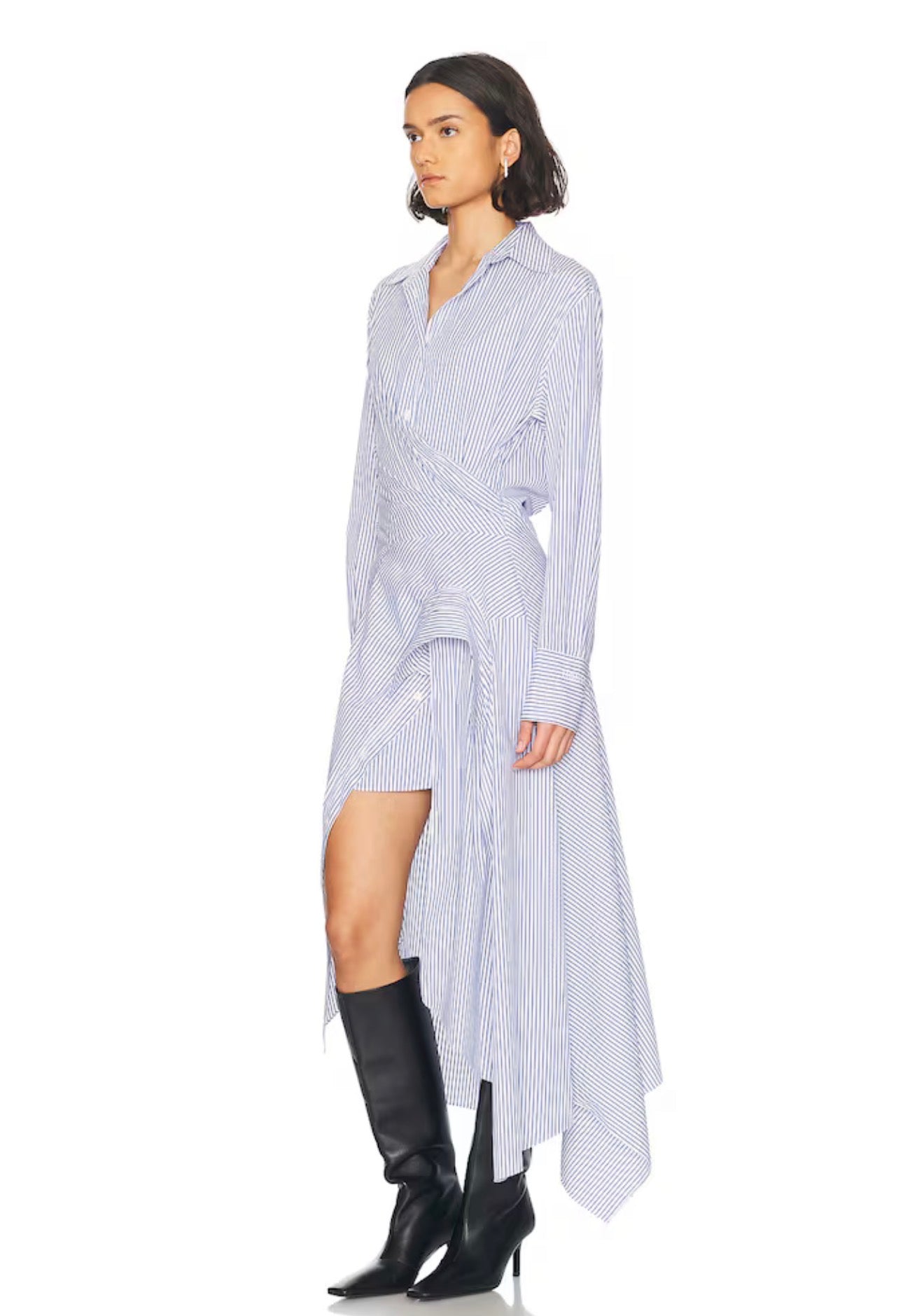 2 Colors! MSE Cascade Deconstructed Striped Stretch-Cotton Midi Dress