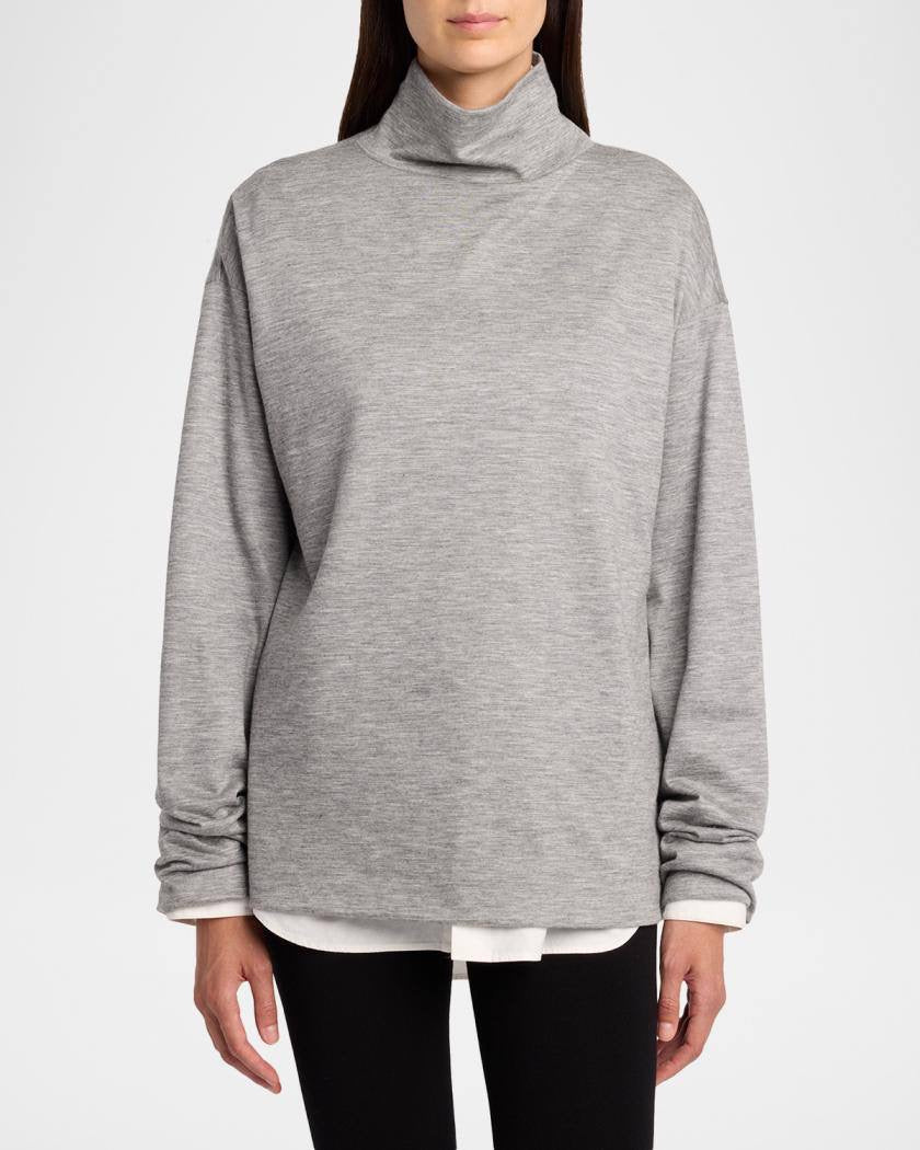 TR Anapolis Mock-neck Lightweight Cashmere Long Sleeve Top Jumper