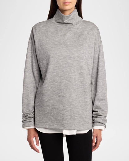 TR Anapolis Mock-neck Lightweight Cashmere Long Sleeve Top Jumper