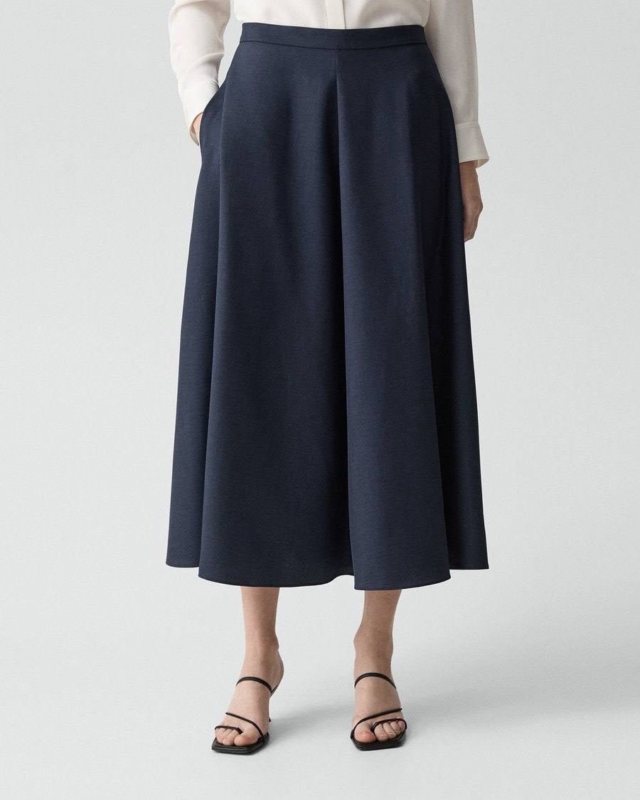 TH Vented Vest | Relaxed Double-Breasted Blazer | Flared Pull-On Skirt in City Twill