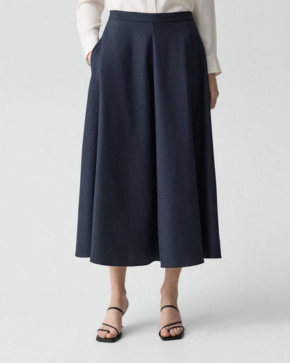 TH Vented Vest | Relaxed Double-Breasted Blazer | Flared Pull-On Skirt in City Twill