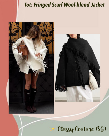 Tot Fringed Wool-Blend Scarf Jacket