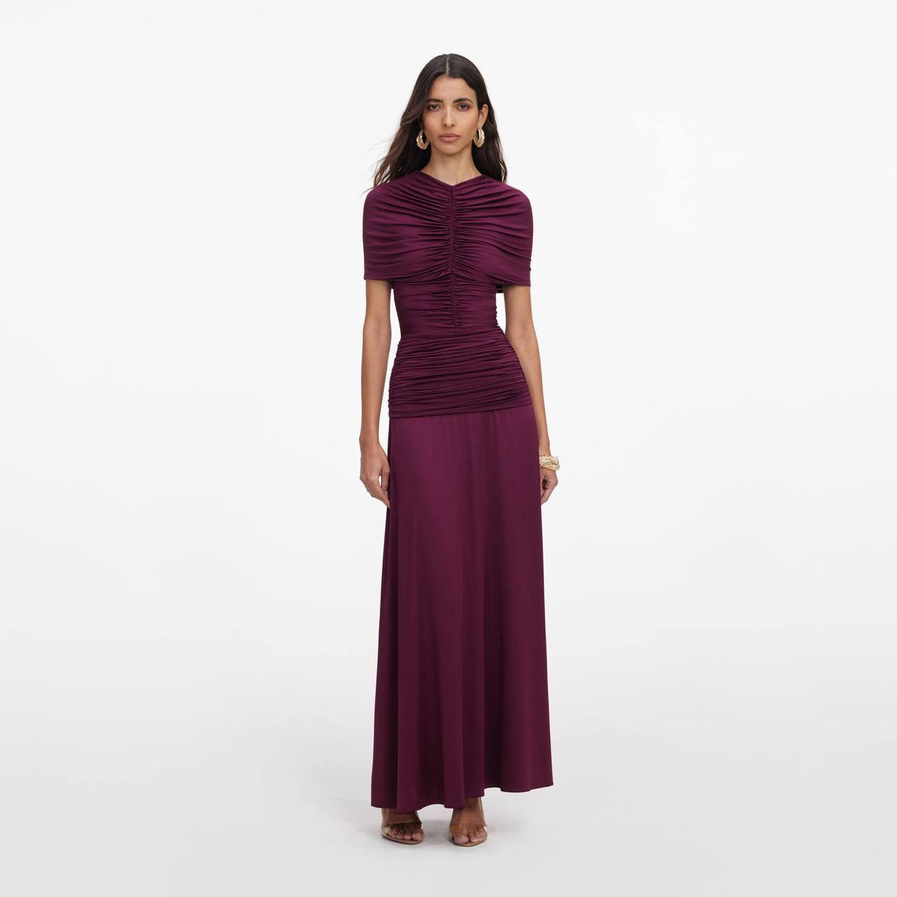 SP Burgundy Jersey Gathered Maxi Dress