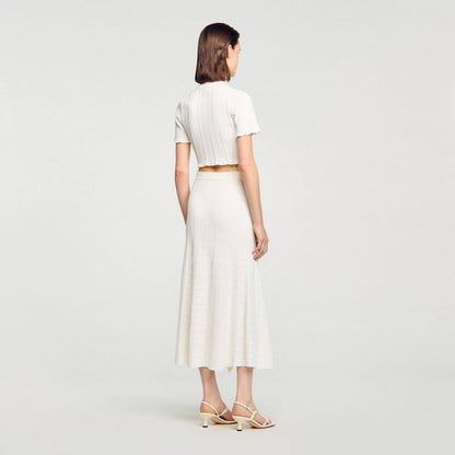 SD Nice Pointelle-Knit Cropped Cardigan Top | Venice Midi Skirt | Set