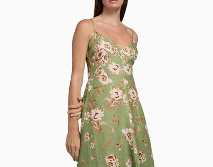 CC Mae Floral Linen Midi Dress