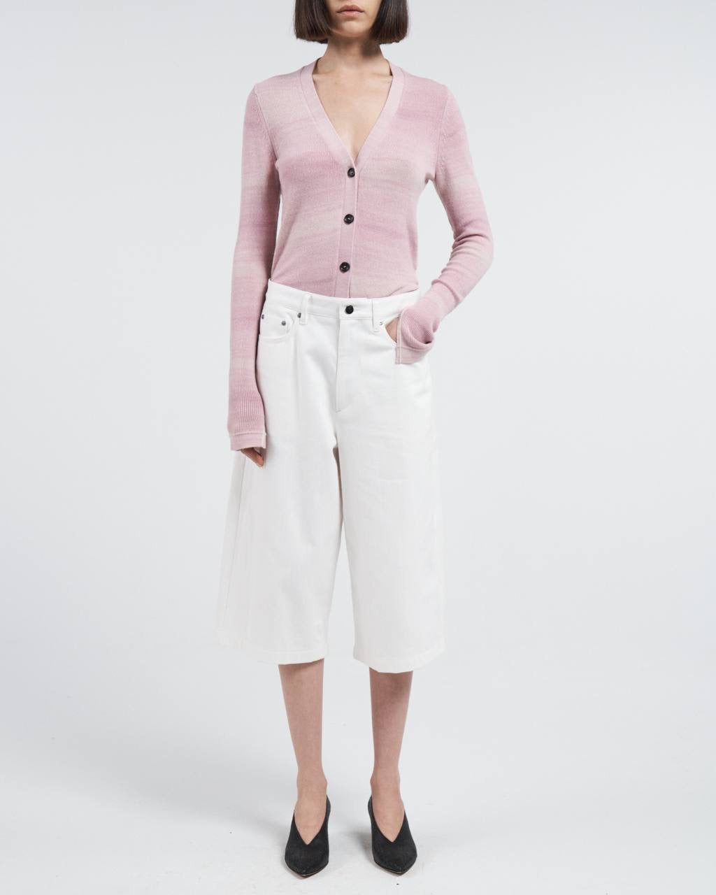 MM Space Dye Stripe Slim-Fit Featherweight Cashmere-Organic Cotton Cardigan
