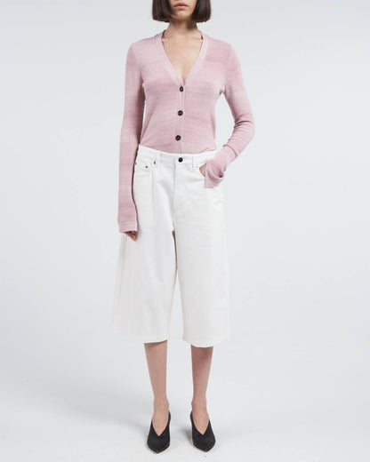 MM Space Dye Stripe Slim-Fit Featherweight Cashmere-Organic Cotton Cardigan