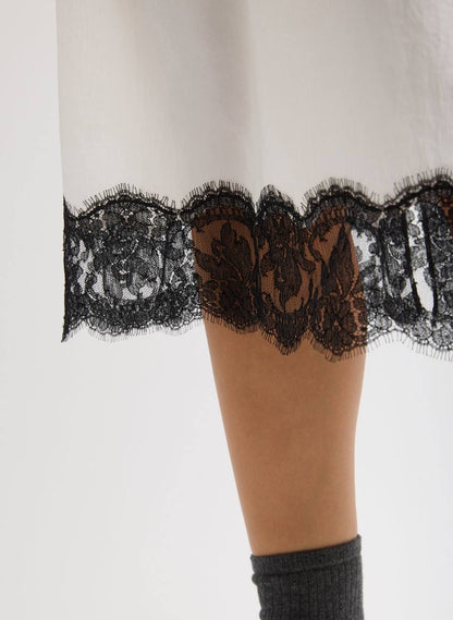 TB Lace Appliqué Slip Midi Skirt