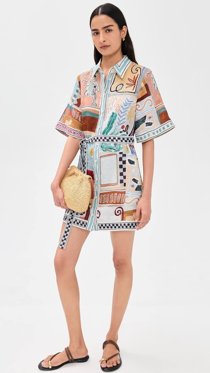 ALM Michelle Linen Mini Shirt Dress