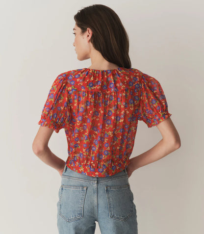 DN Anaise Silk Top in Red Dayflower Meadow