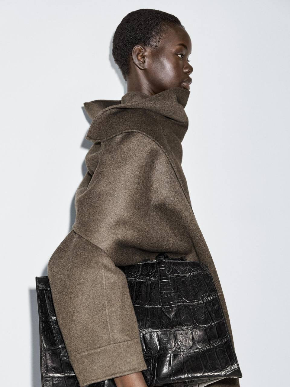 MD Wool-Blend Bomber Jacket With Detachable Scarf Cape