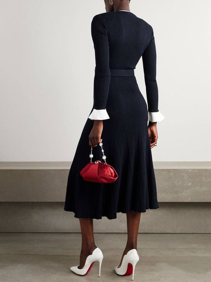 SP Navy Viscose Knit Mini | Midi Dress