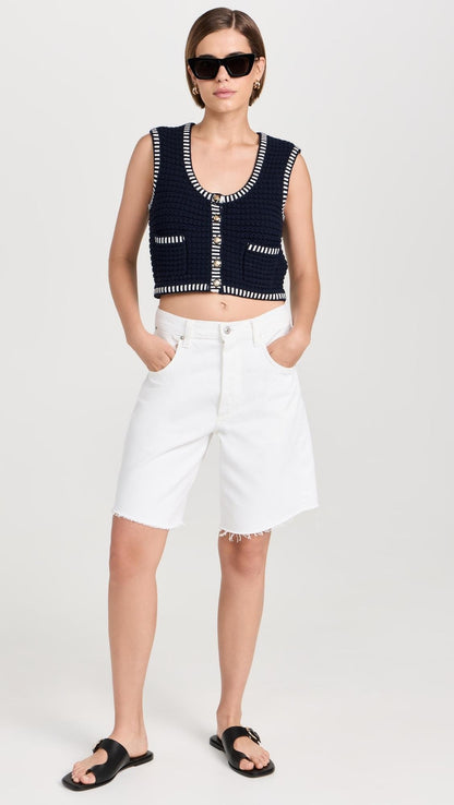 BA Gustave Sleeveless Cotton-blend Knit Cropped Vest